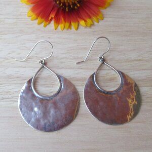 Silpada Sterling Silver . 925 Crescent Drop Hammered Earrings, Silver 2.30" Long